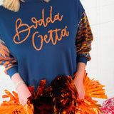 Millie Navy Bodda Tiger Sequin Sleeve Sweatshirt Mary Square