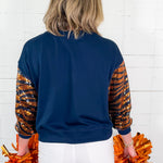 Millie Navy Bodda Tiger Sequin Sleeve Sweatshirt Mary Square