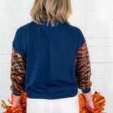 Millie Navy Bodda Tiger Sequin Sleeve Sweatshirt Mary Square
