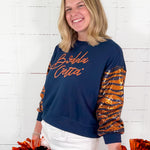 Millie Navy Bodda Tiger Sequin Sleeve Sweatshirt Mary Square