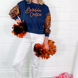 Millie Navy Bodda Tiger Sequin Sleeve Sweatshirt Mary Square