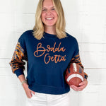 Millie Navy Bodda Tiger Sequin Sleeve Sweatshirt Mary Square