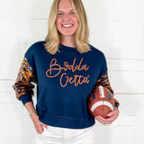 Millie Navy Bodda Tiger Sequin Sleeve Sweatshirt Mary Square