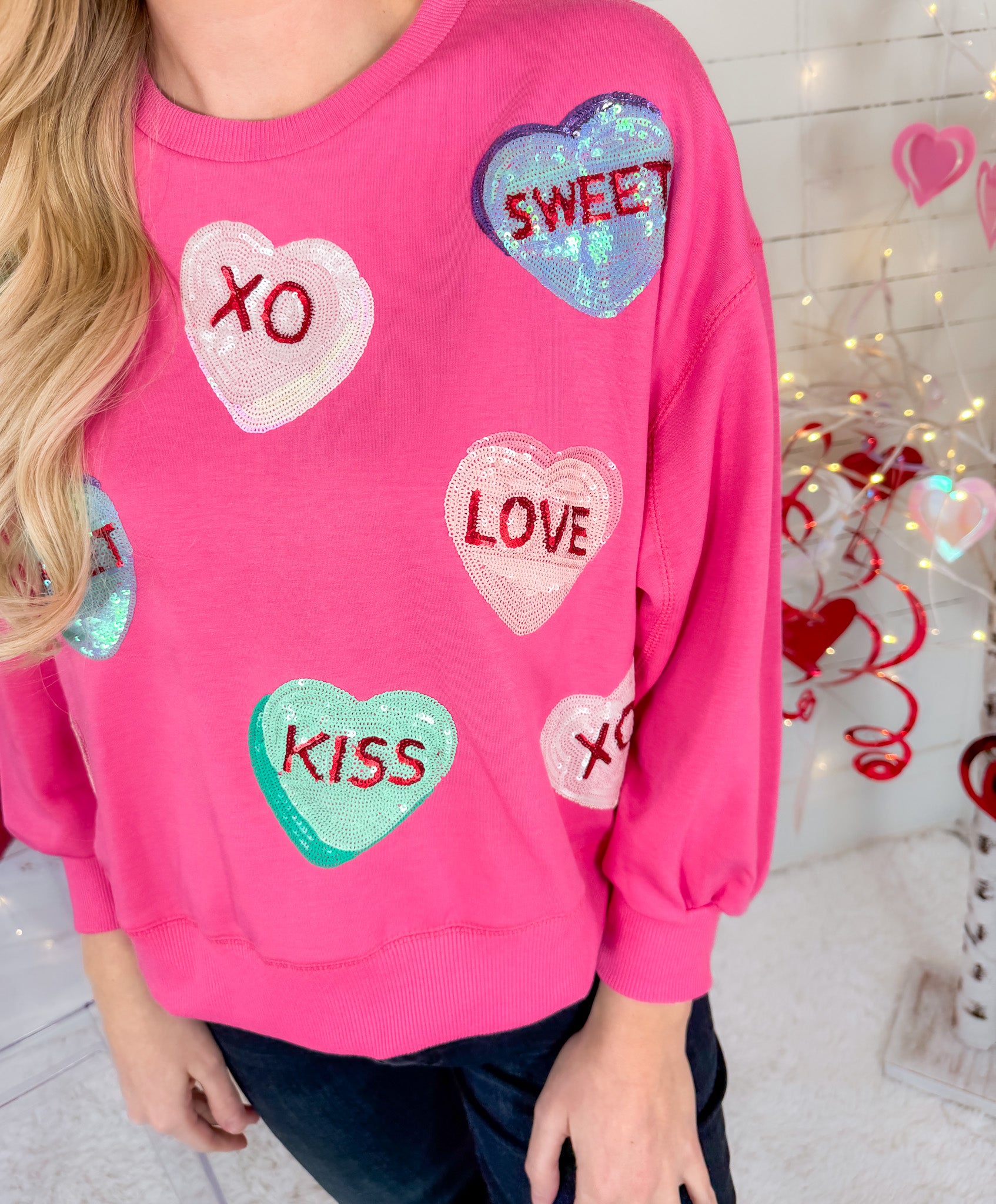 Millie Pink Valentine Hearts Sweatshirt Mary Square