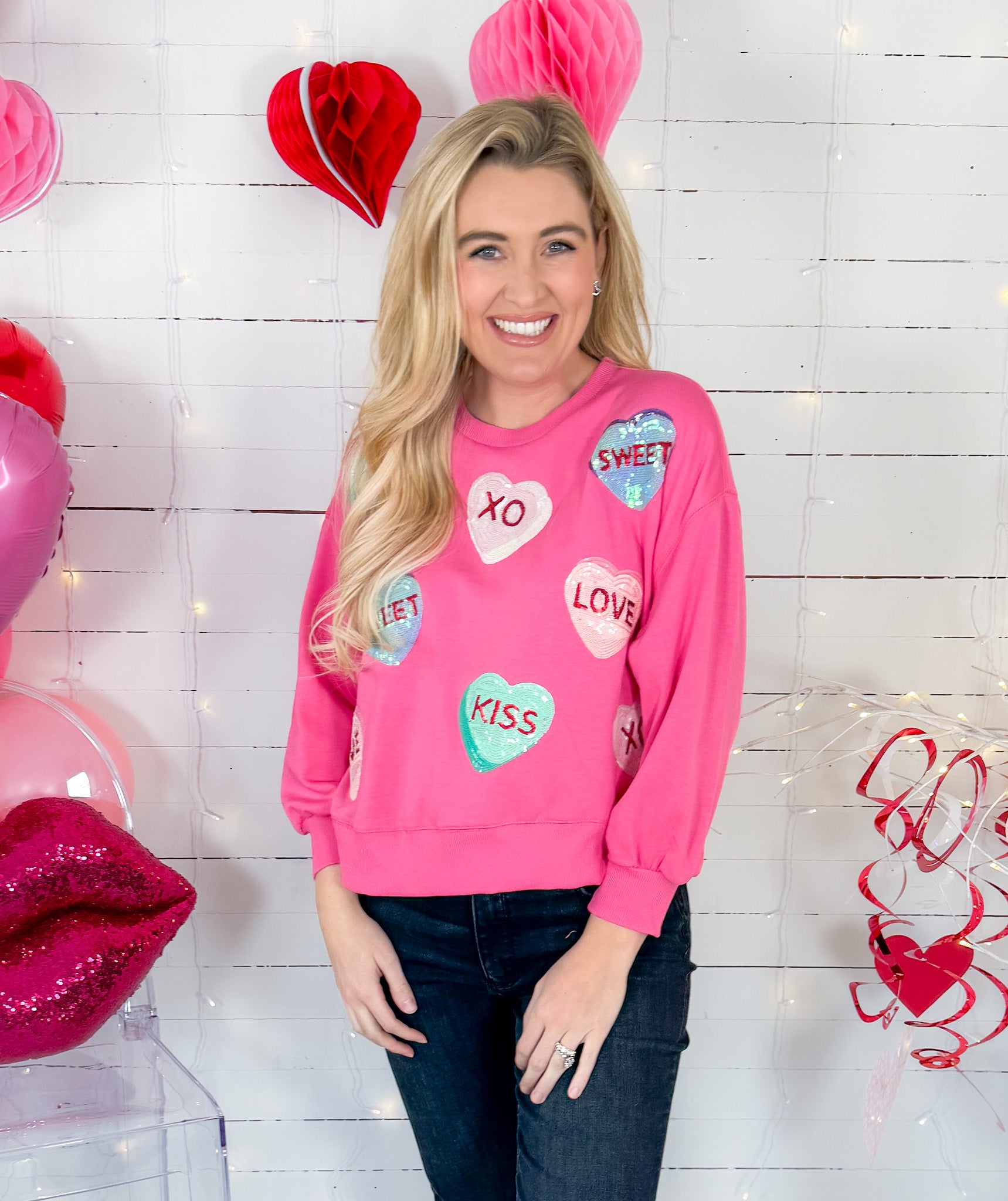 Millie Pink Valentine Hearts Sweatshirt Mary Square