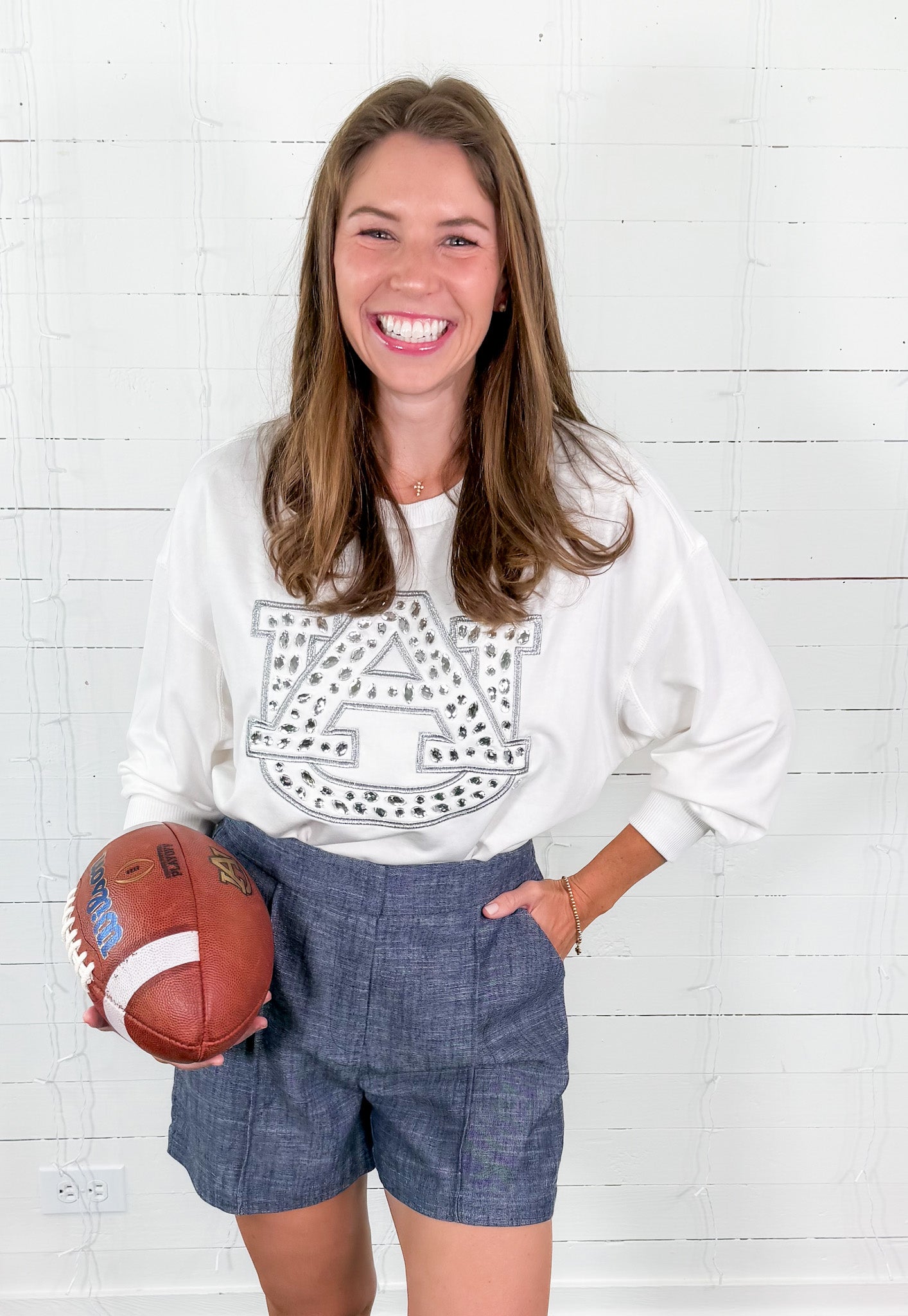Millie White AU Rhinestone Sweatshirt Mary Square