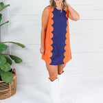 Millie Orange + Blue Mini Dress Day + Moon