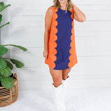 Millie Orange + Blue Mini Dress Day + Moon