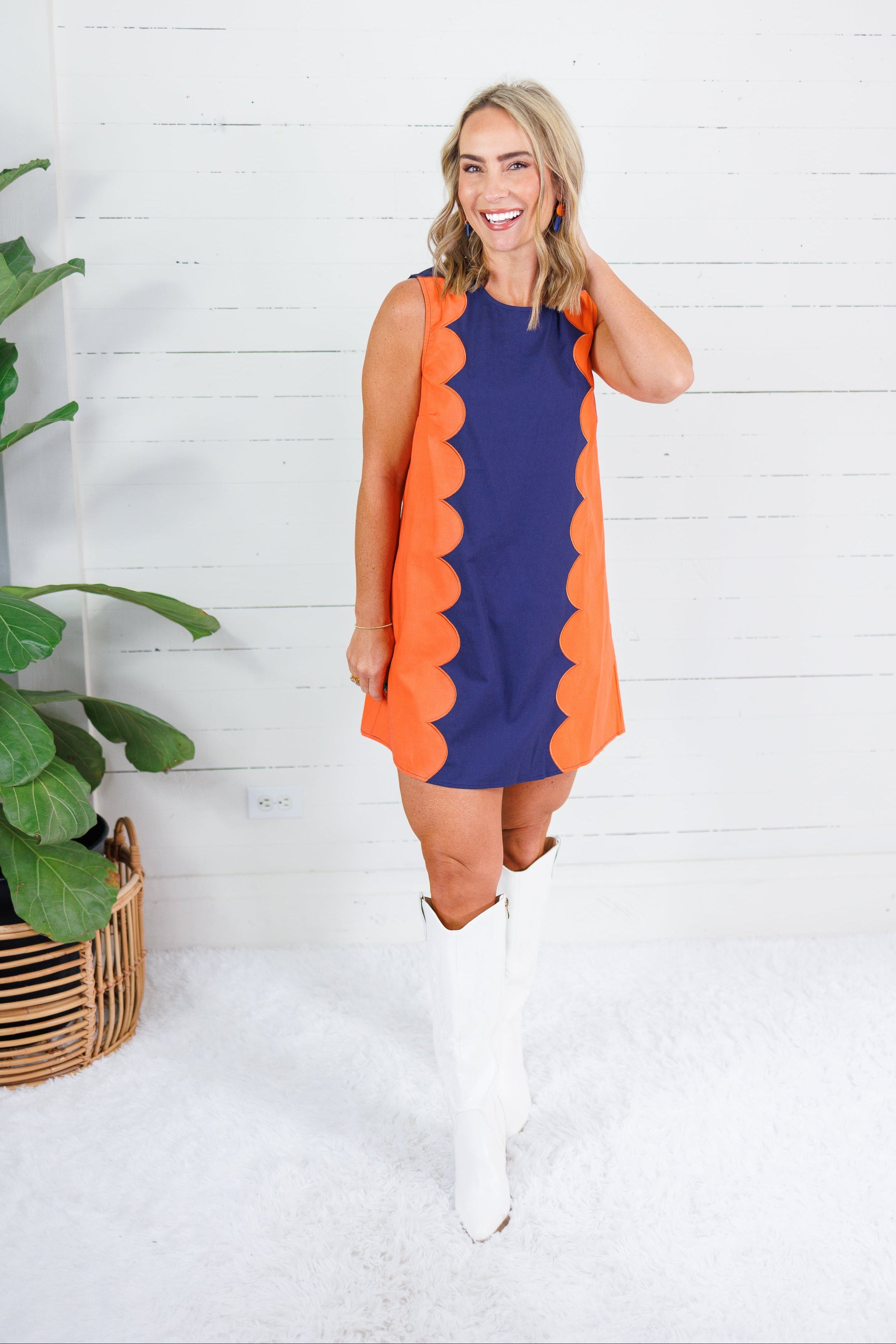 Millie Orange + Blue Mini Dress Day + Moon
