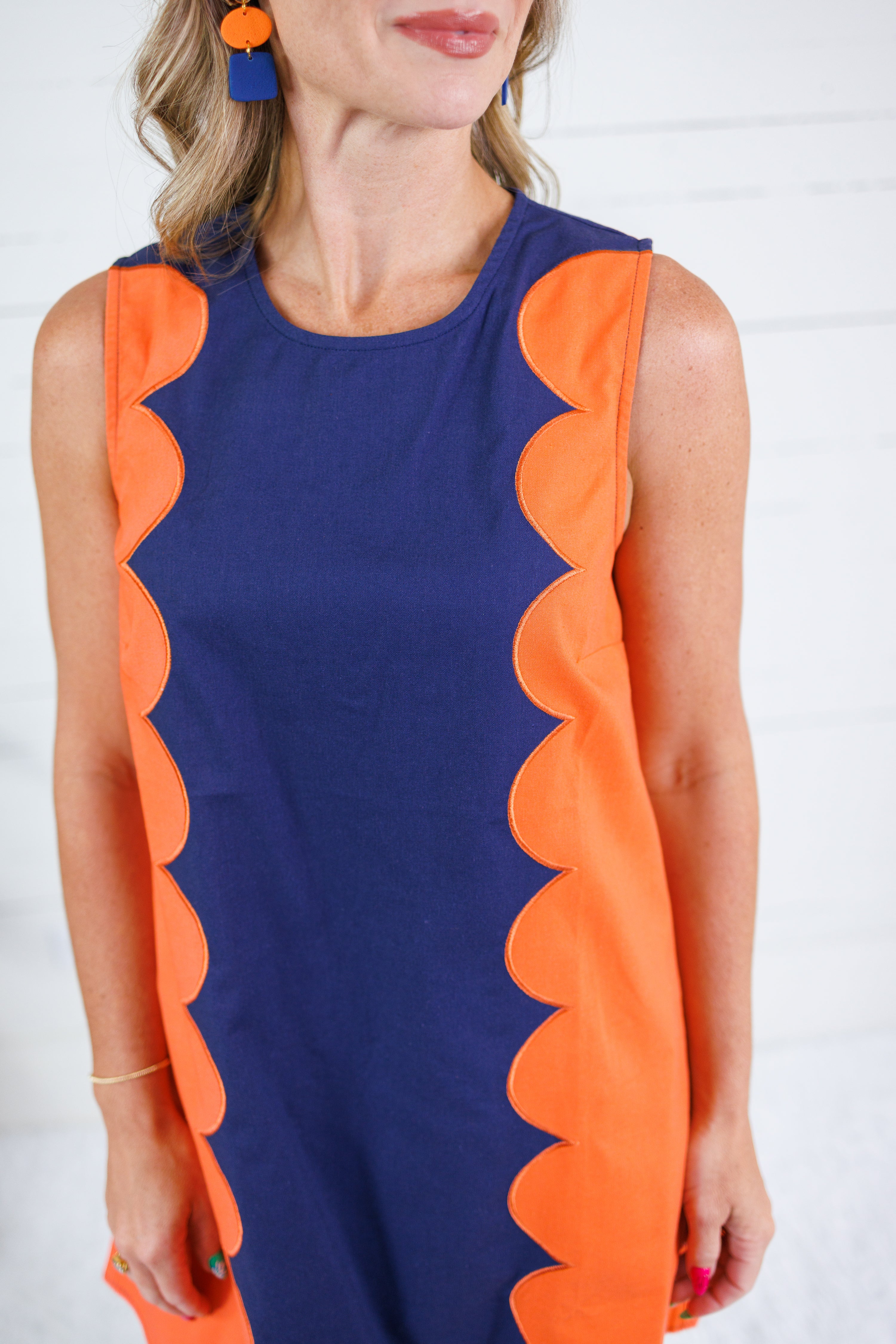 Millie Orange + Blue Mini Dress Day + Moon