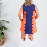 Millie Orange + Blue Mini Dress Day + Moon