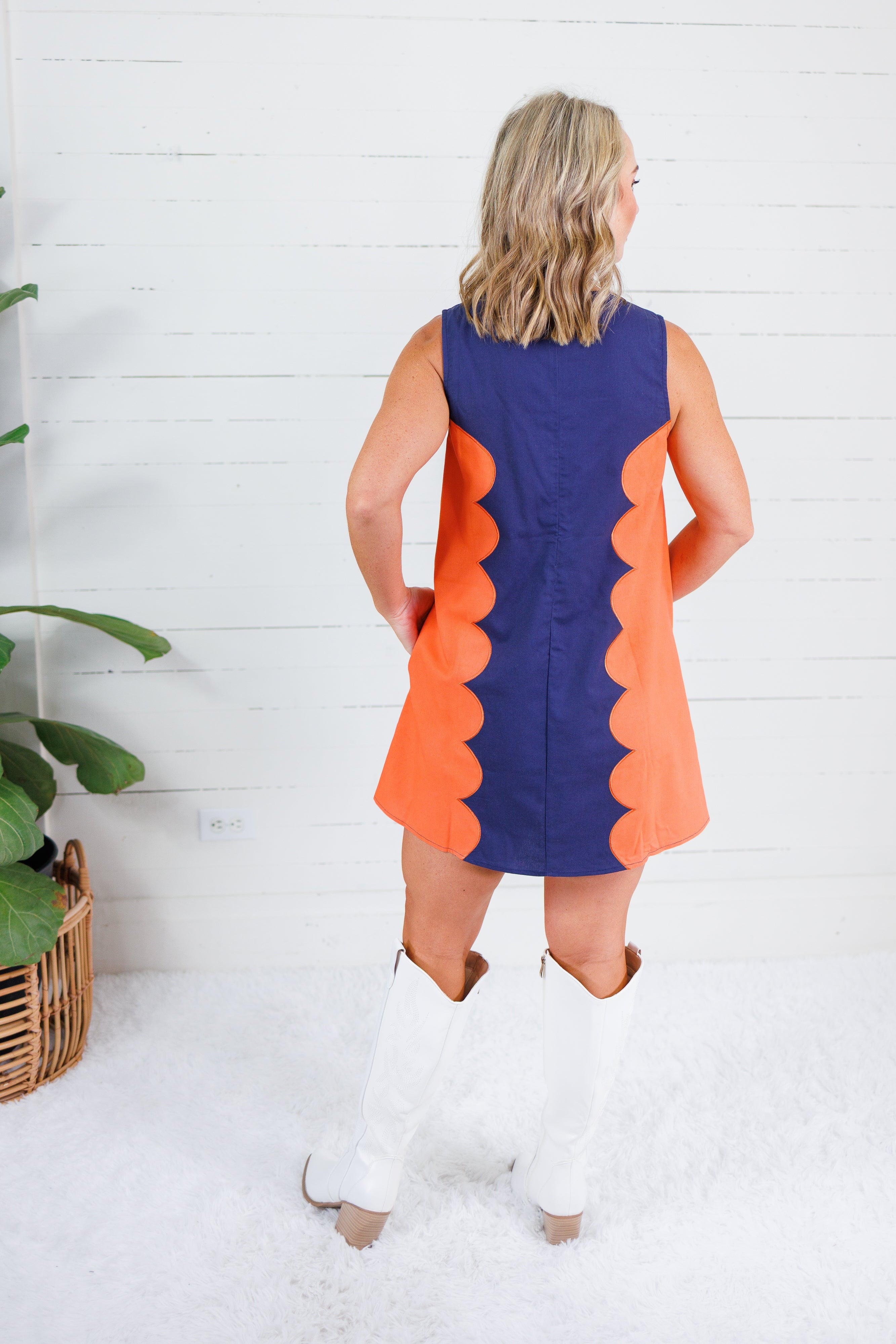 Millie Orange + Blue Mini Dress Day + Moon