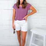 Milligan Orange + Royal Mini Stripe Tee Staccato