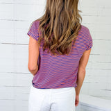 Milligan Orange + Royal Mini Stripe Tee Staccato