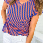 Milligan Orange + Royal Mini Stripe Tee Staccato