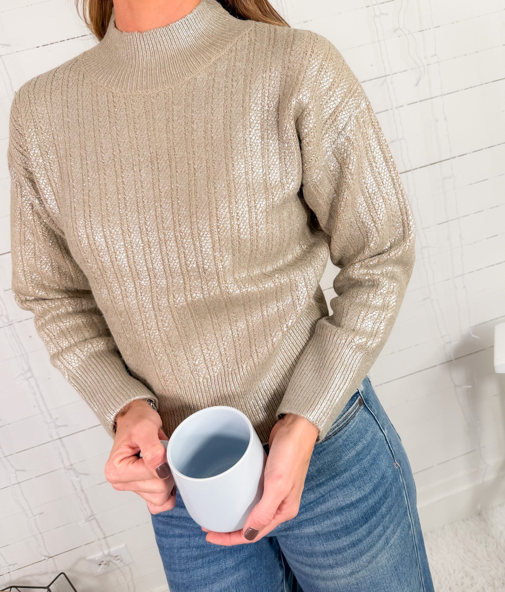 Milly Greige Shimmer Sweater Molly Bracken