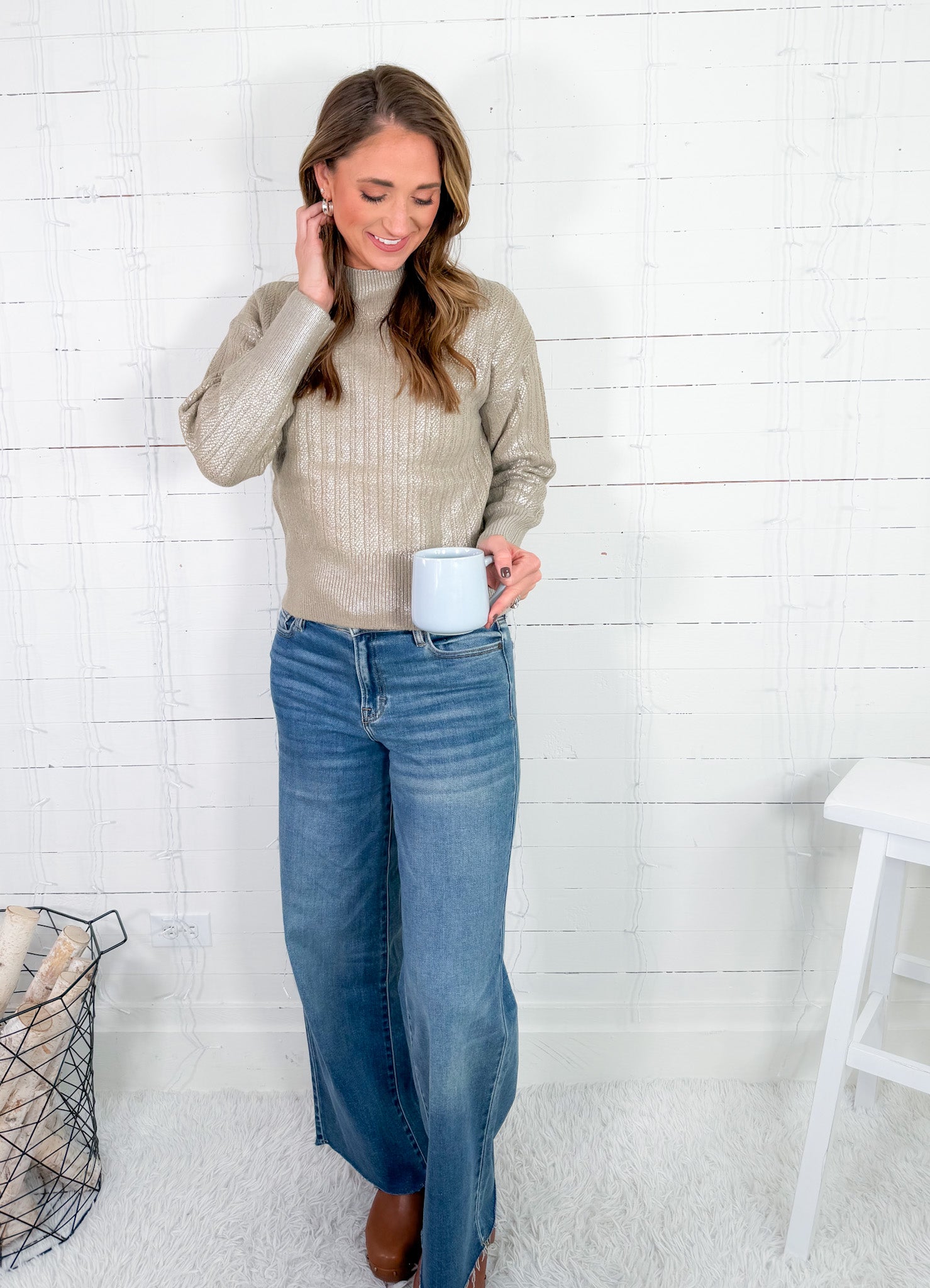 Milly Greige Shimmer Sweater Molly Bracken