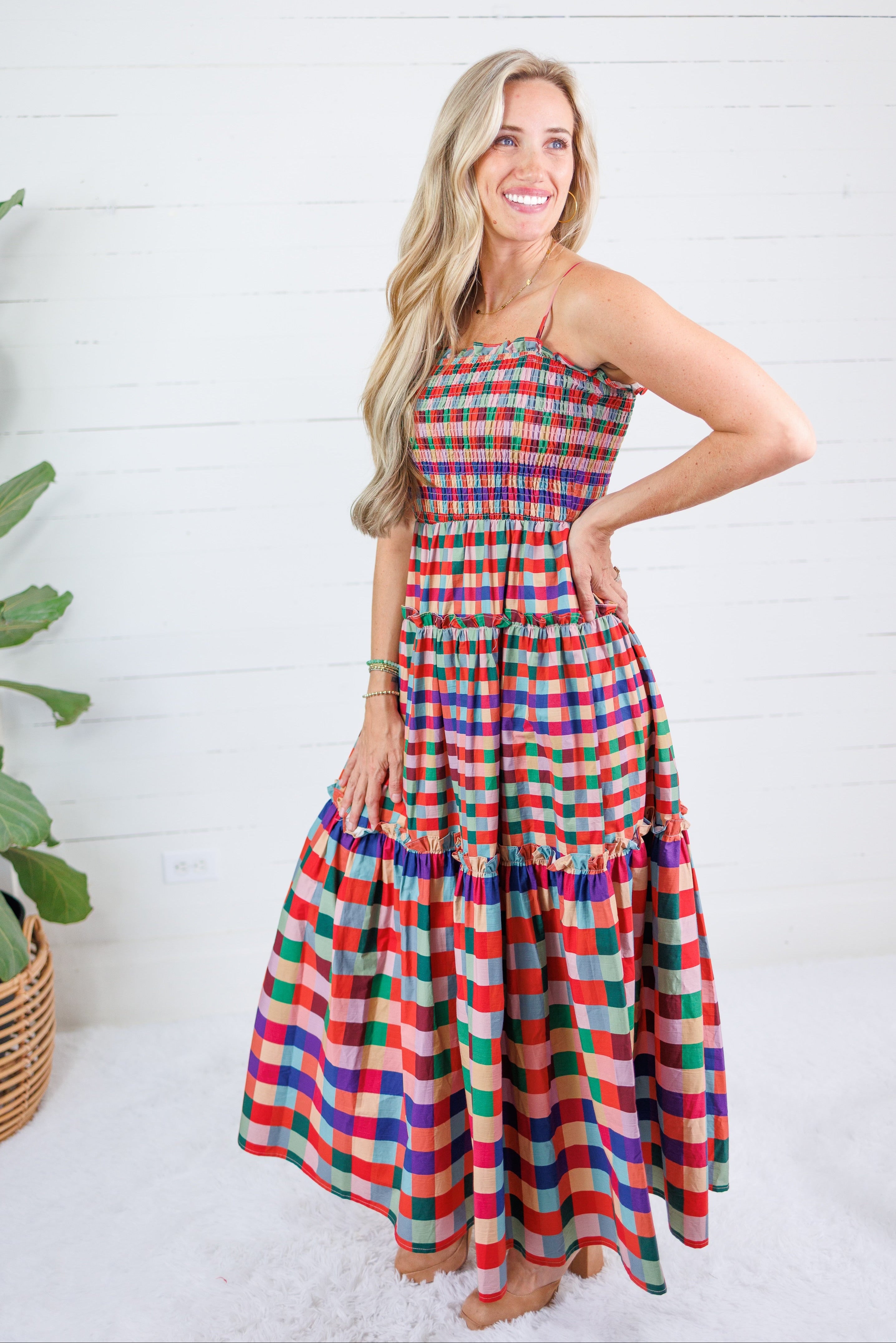 Milton Jewel Checkerboard Maxi Dress TCEC