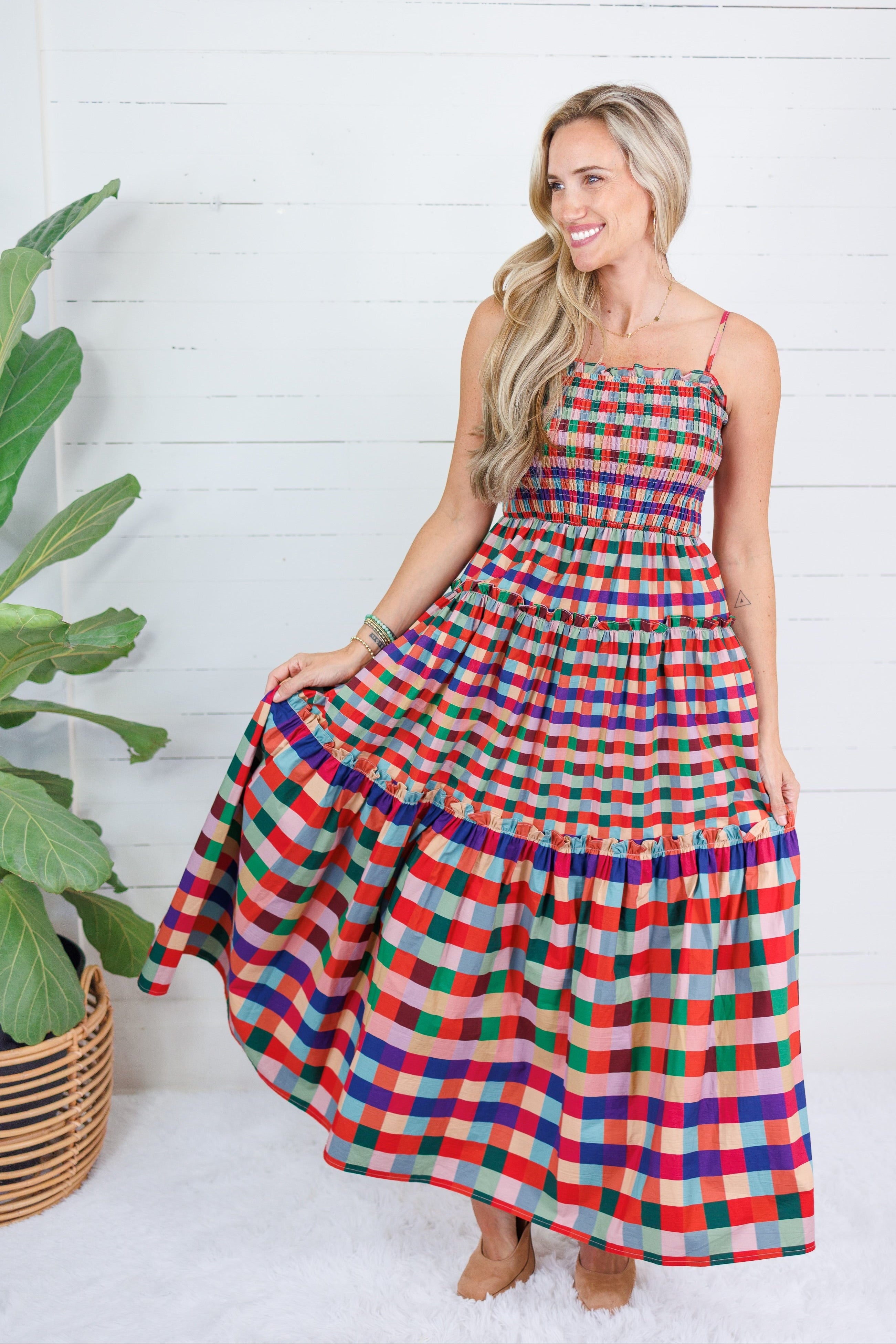 Milton Jewel Checkerboard Maxi Dress TCEC