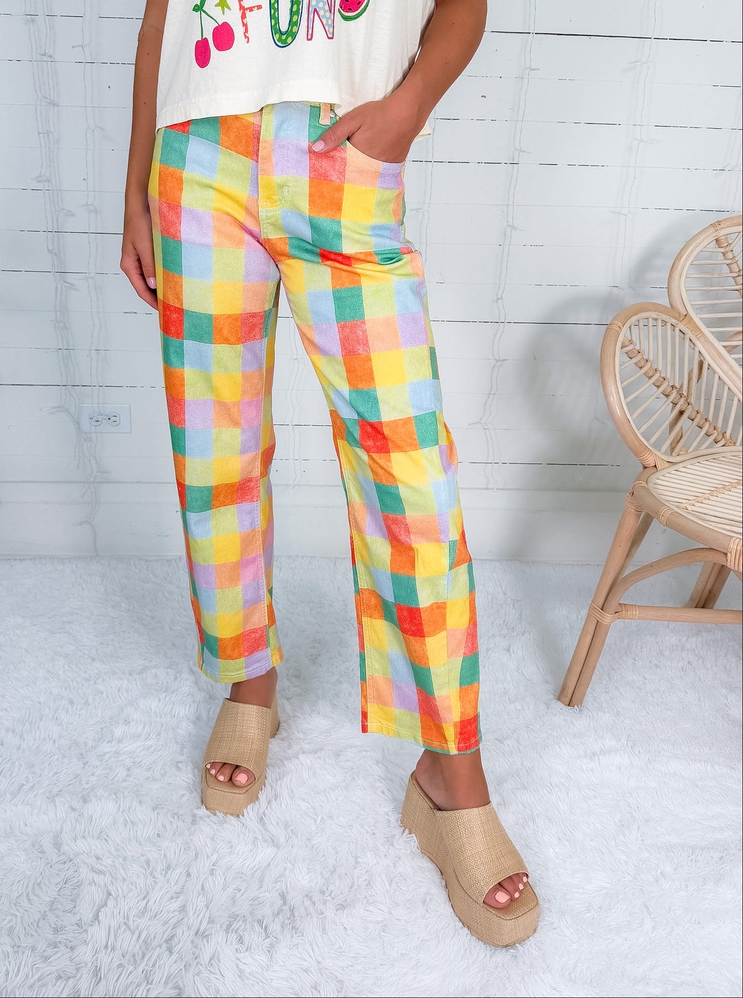 Mimi Madras Plaid Baby Barrel Pants