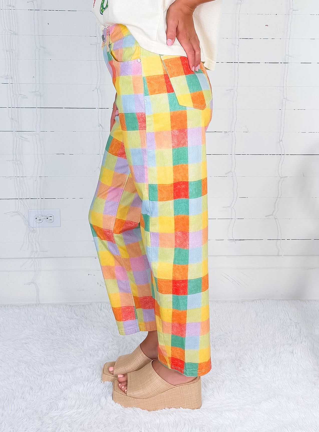 Mimi Madras Plaid Baby Barrel Pants