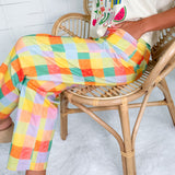 Mimi Madras Plaid Baby Barrel Pants
