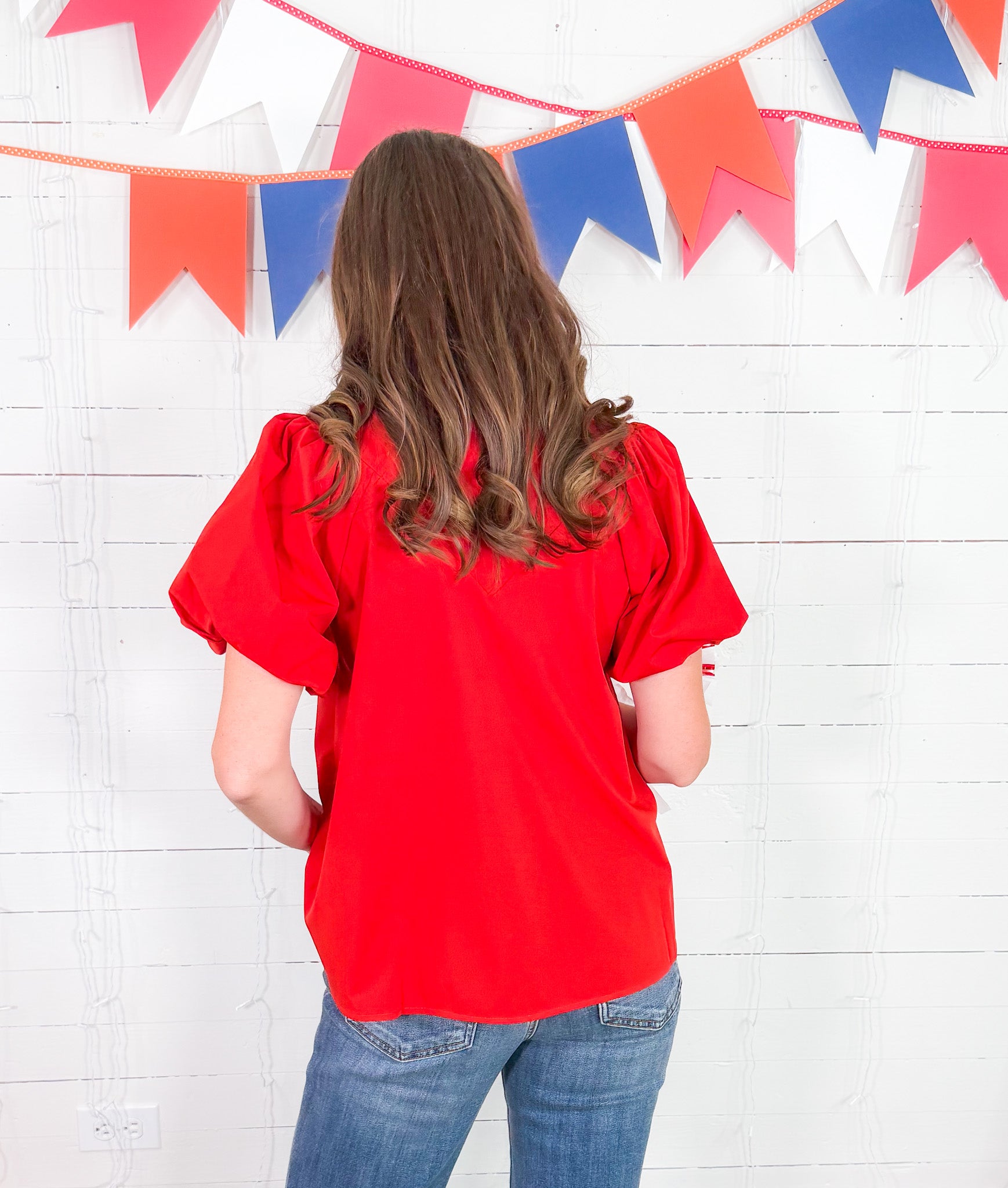 Mims Red Pleat Top TCEC