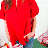 Mims Red Pleat Top TCEC
