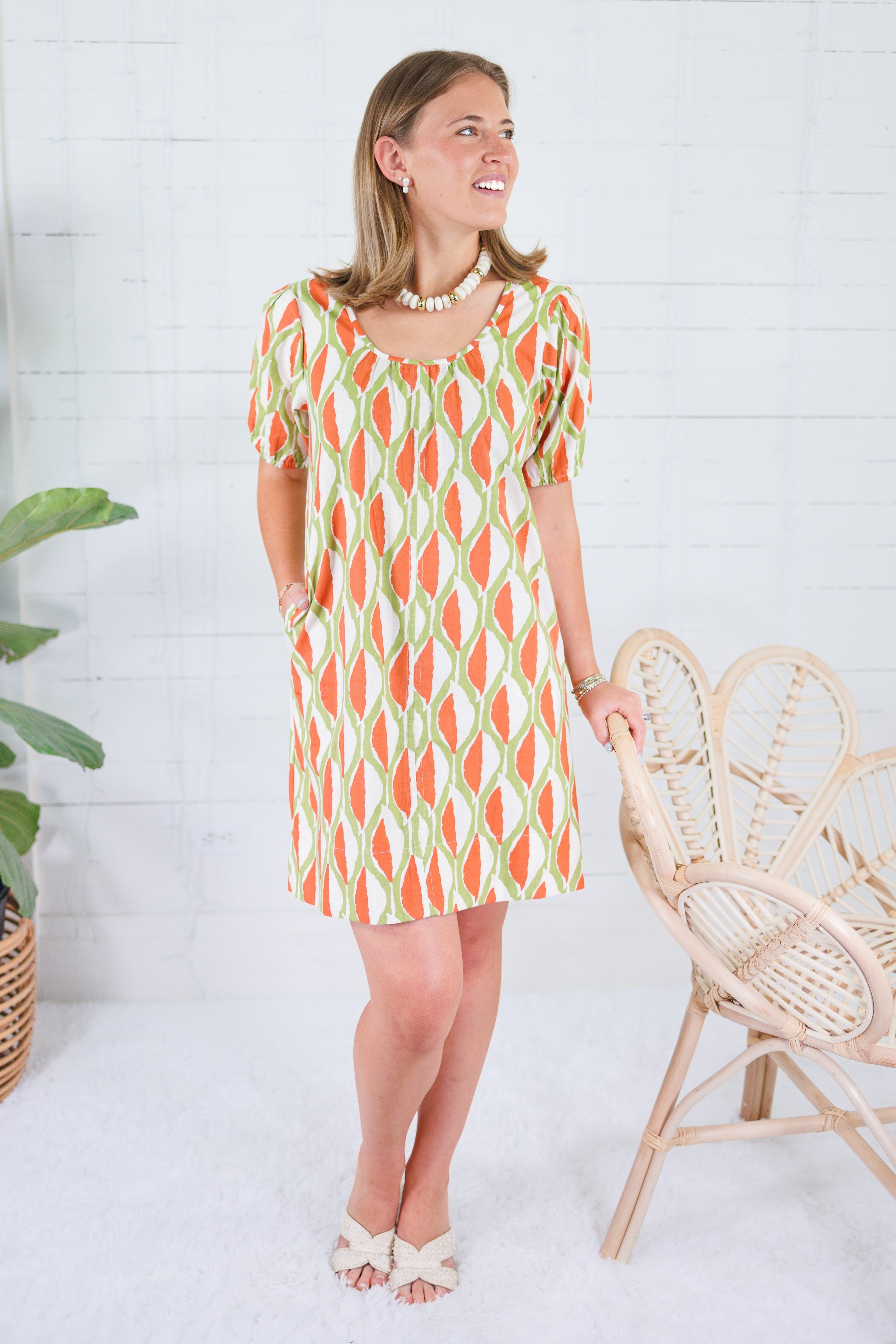 Minerva Avocado + Tangerine Mini Dress Compania Fantastica
