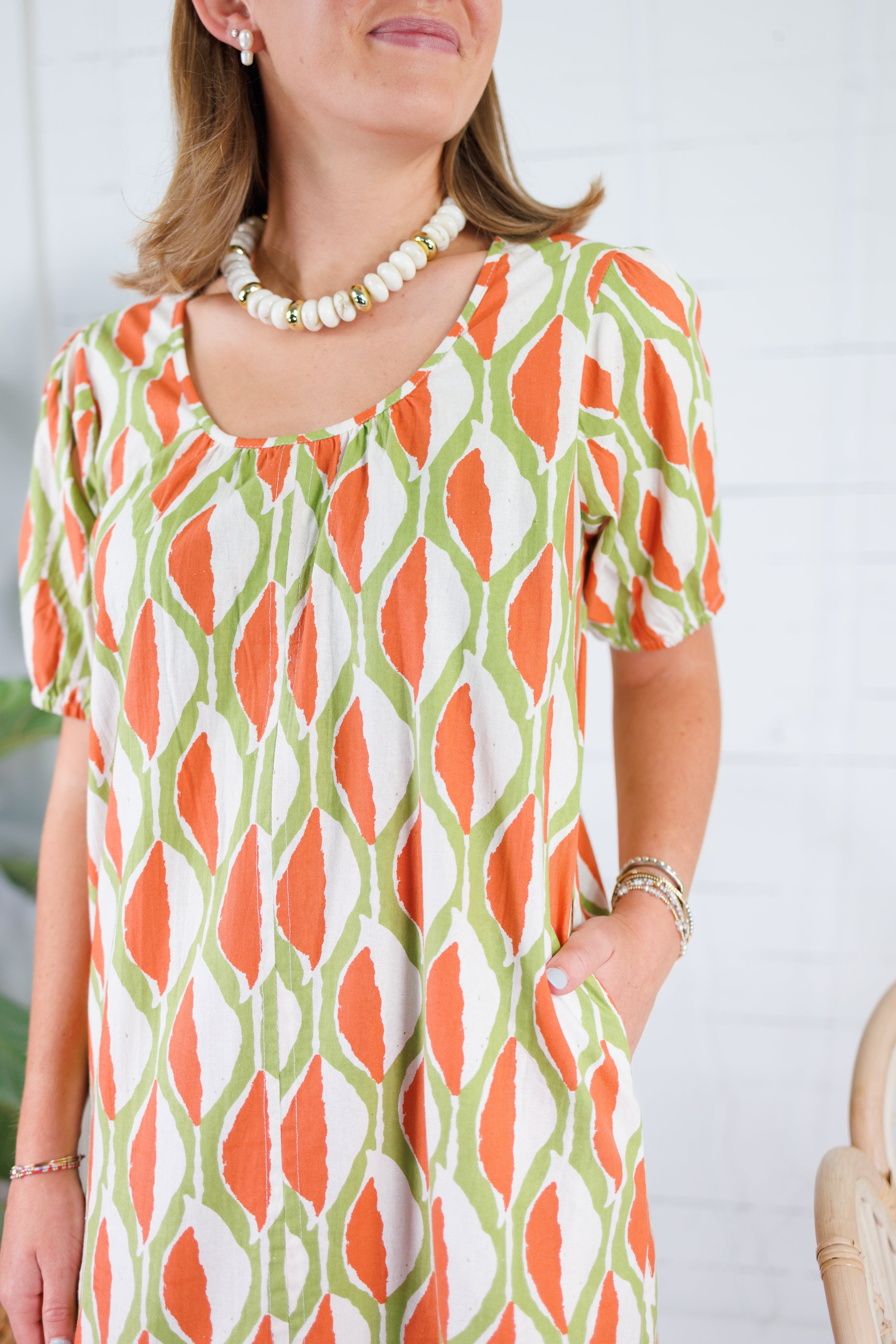 Minerva Avocado + Tangerine Mini Dress Compania Fantastica