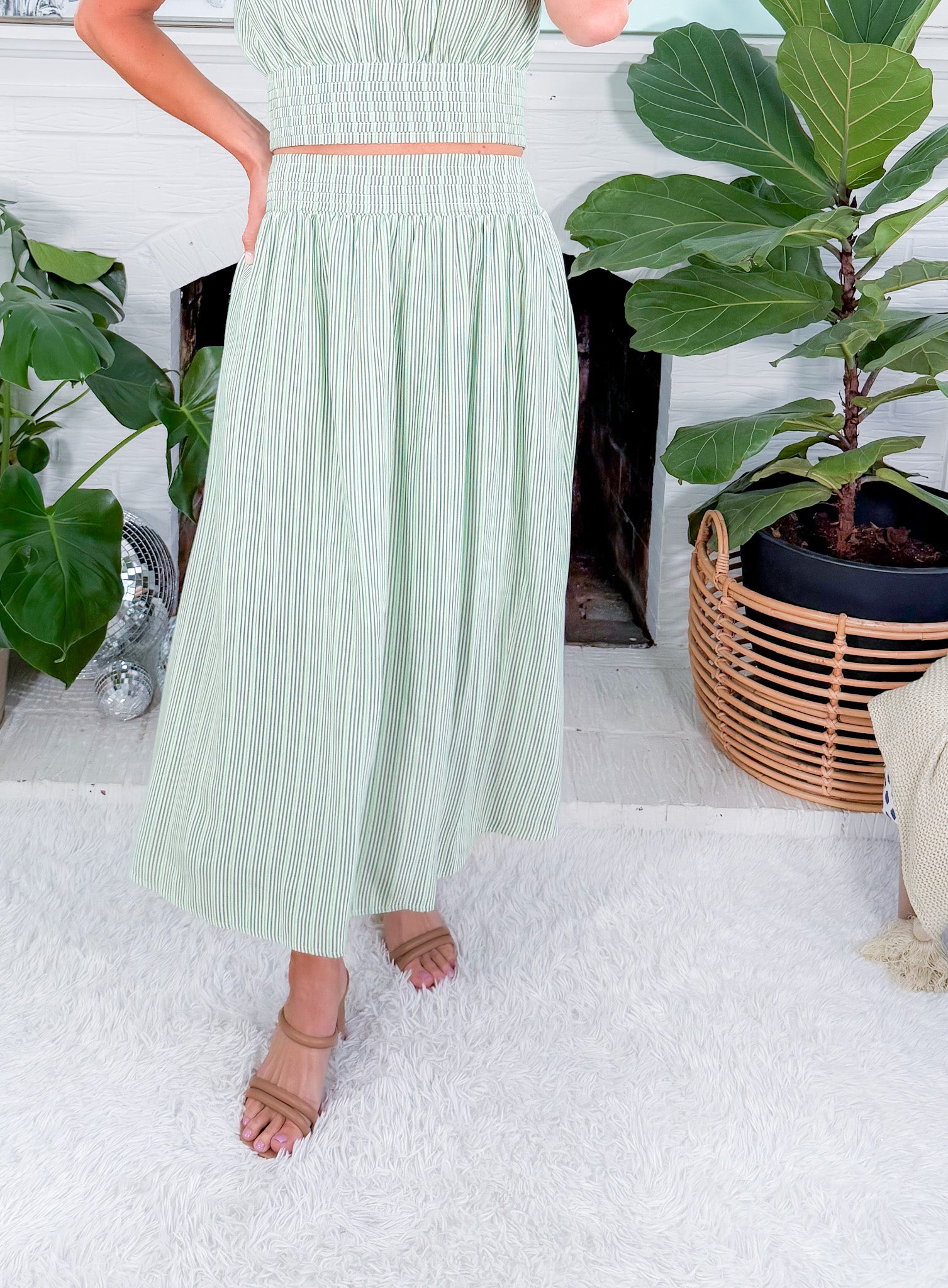 Mint Melody Striped Maxi Skirt Meet Me in Santorini