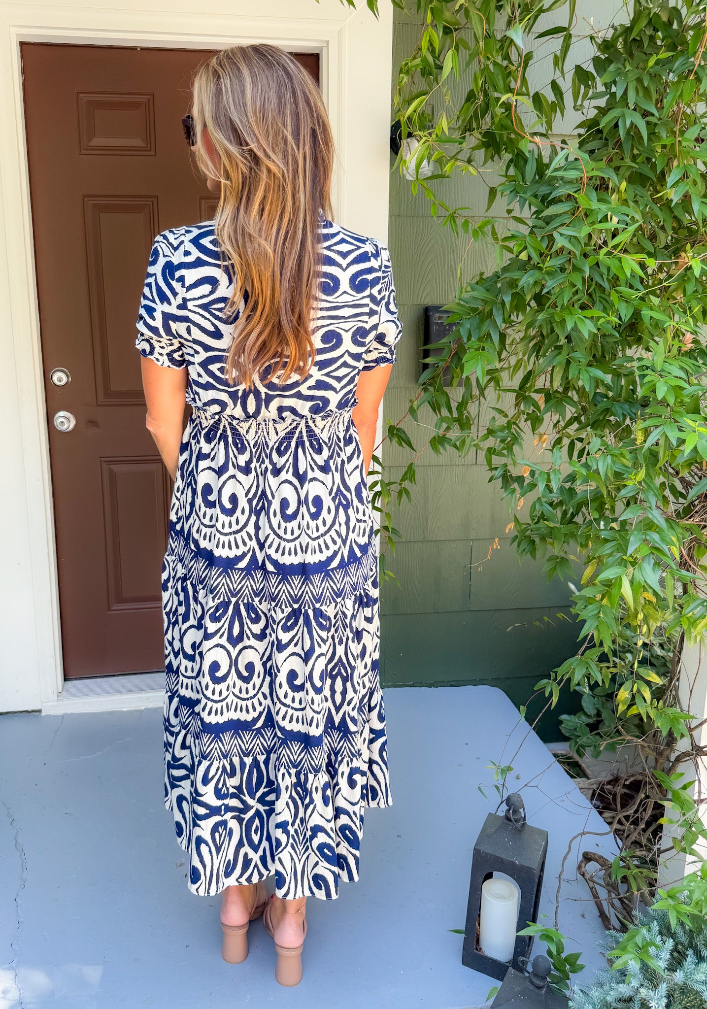Miranda Navy Abstract Midi Dress