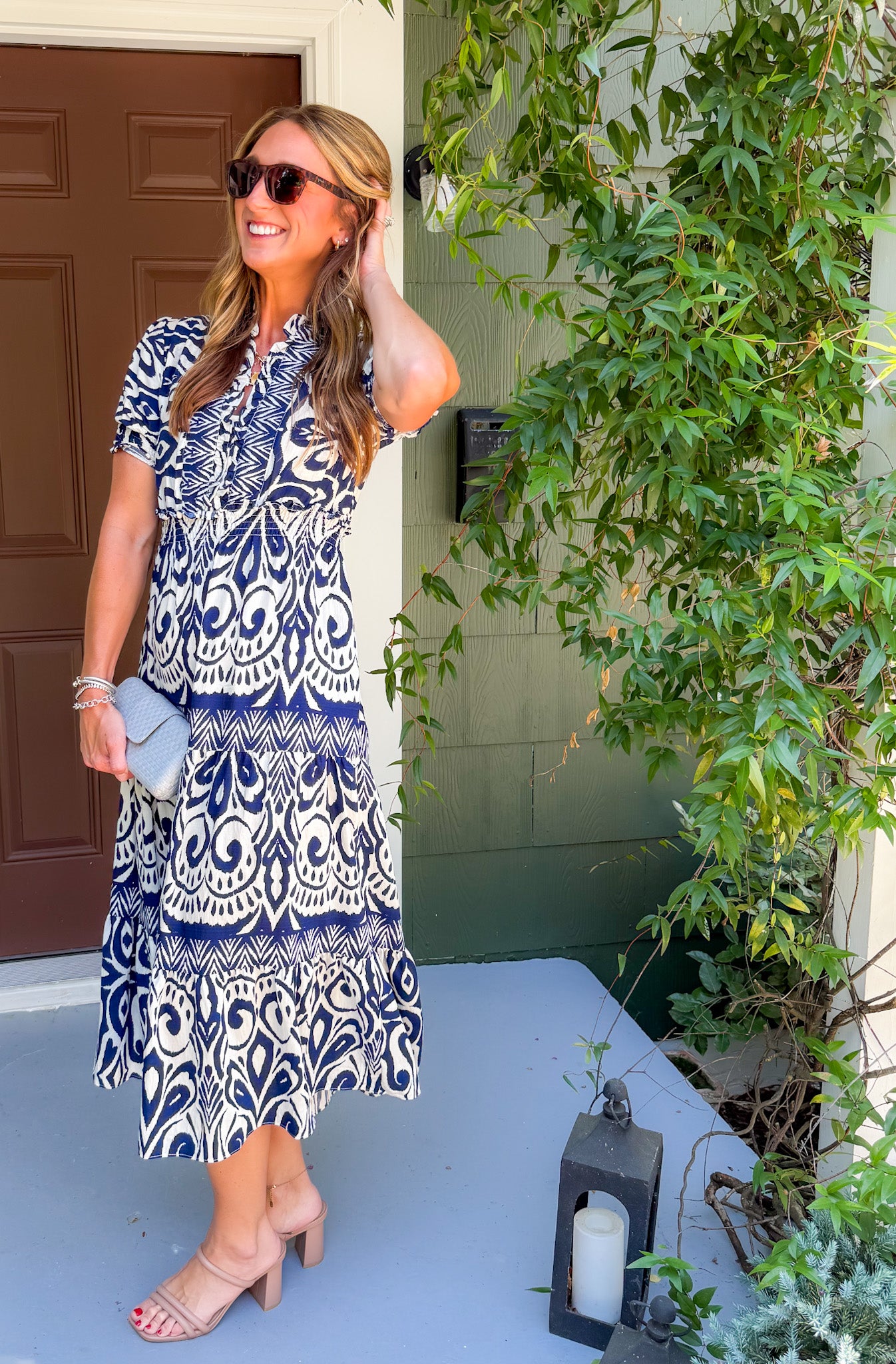 Miranda Navy Abstract Midi Dress