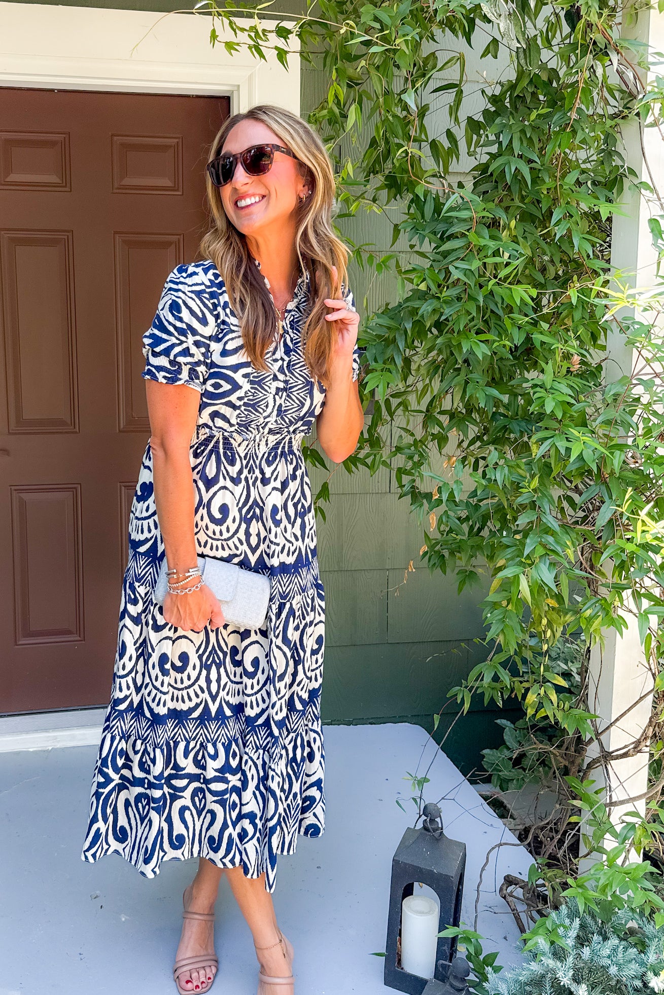 Miranda Navy Abstract Midi Dress
