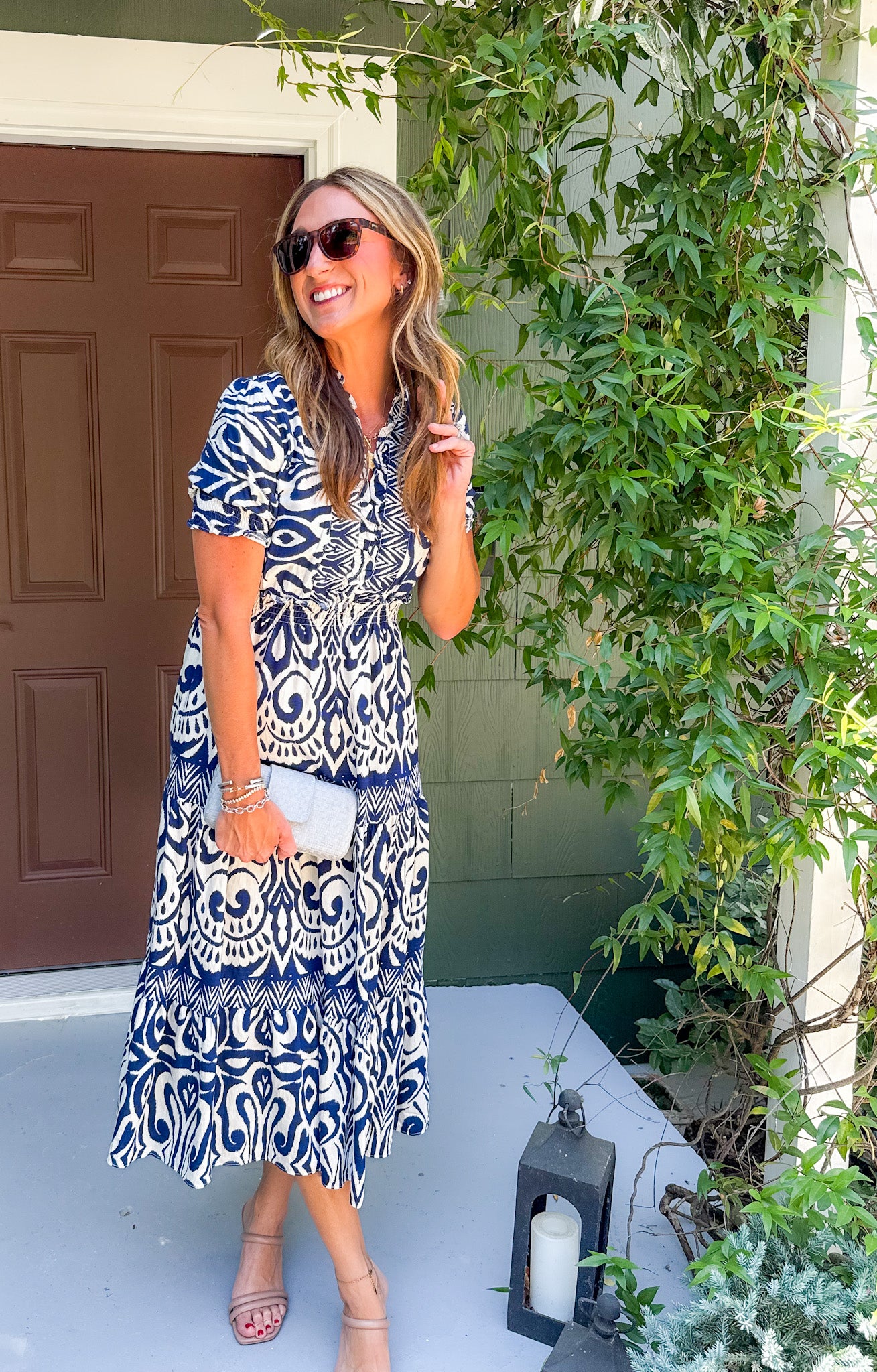Miranda Navy Abstract Midi Dress