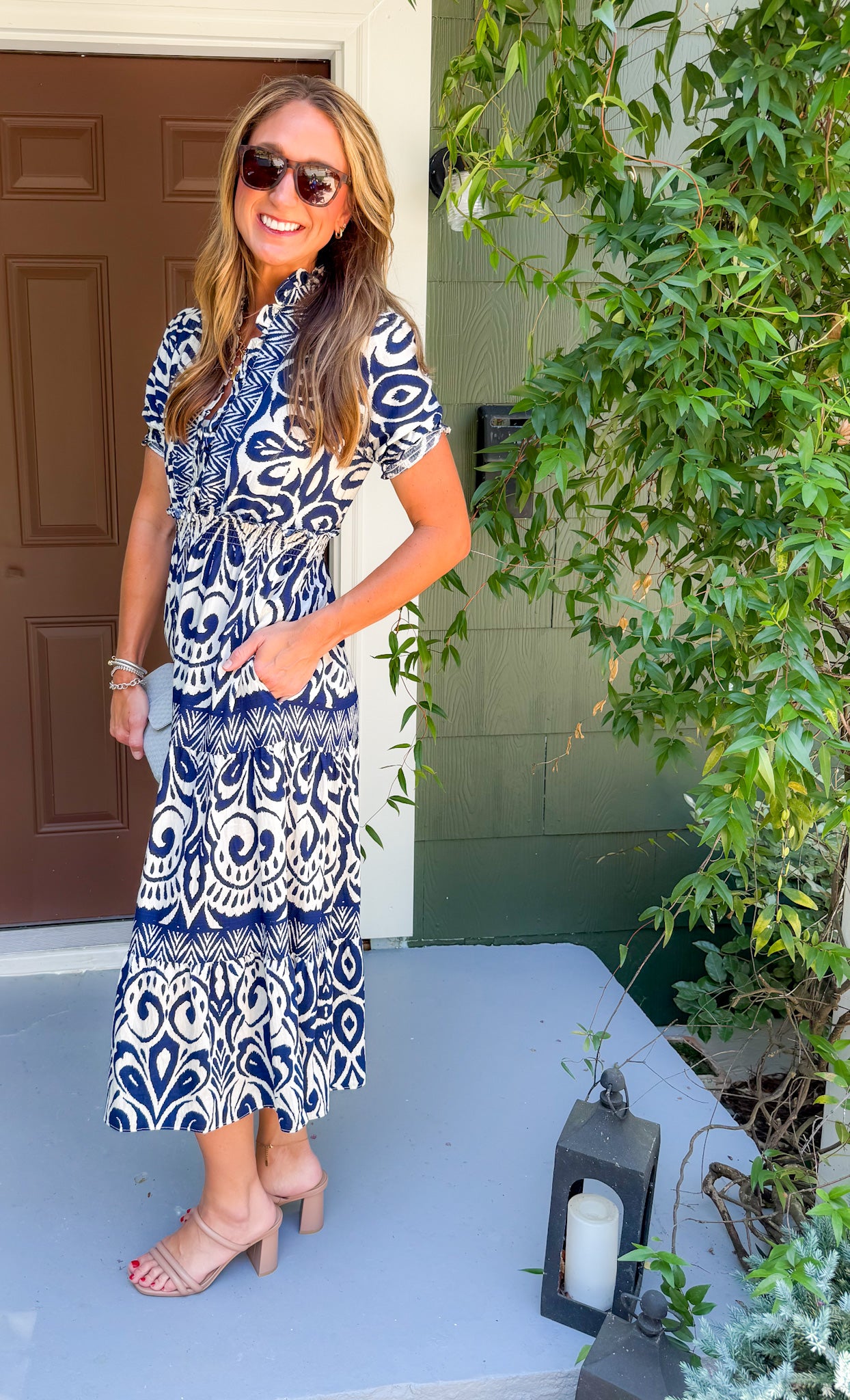 Miranda Navy Abstract Midi Dress