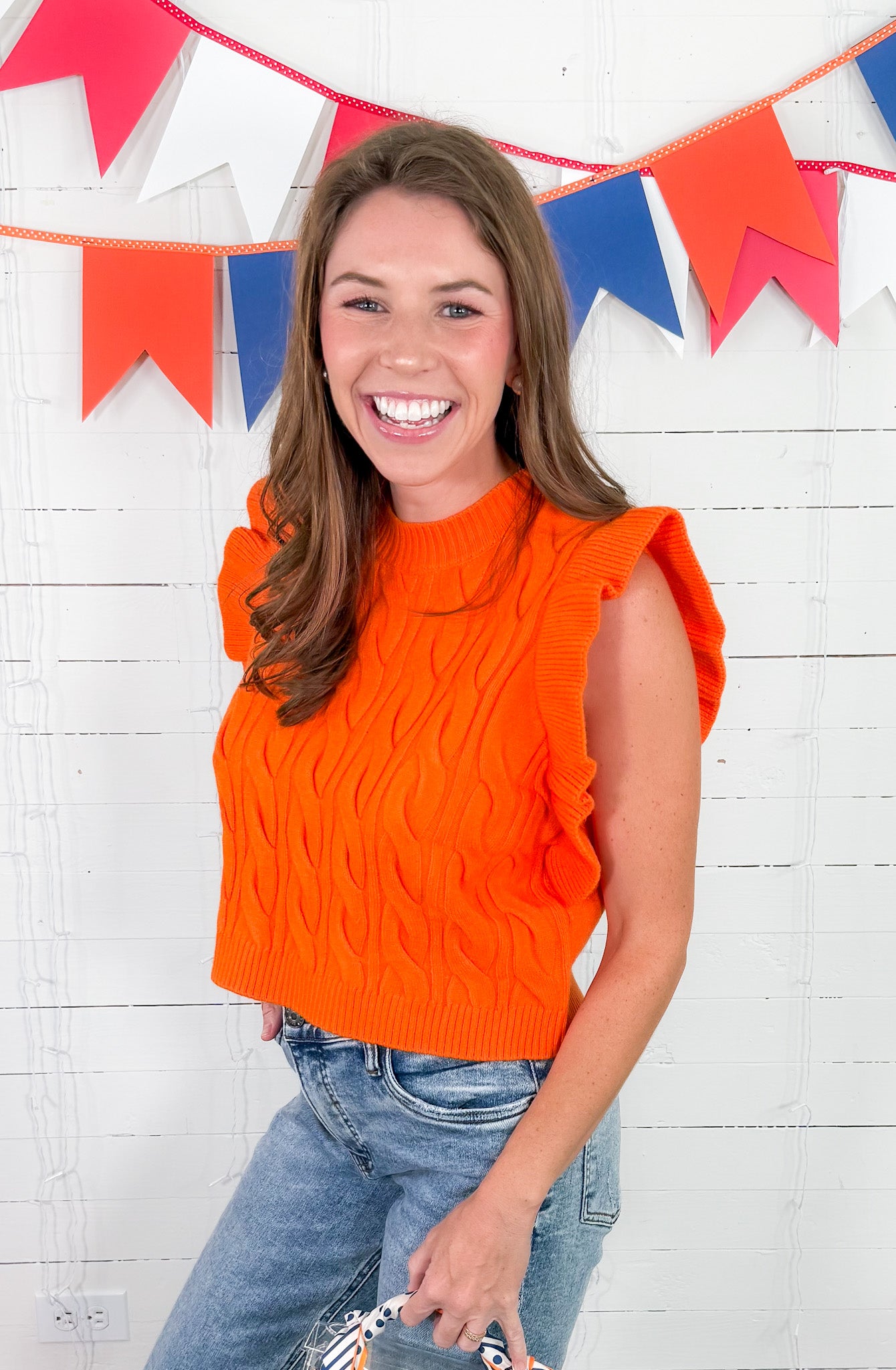 Miranda Orange Sweater Vest Sincerely Ours