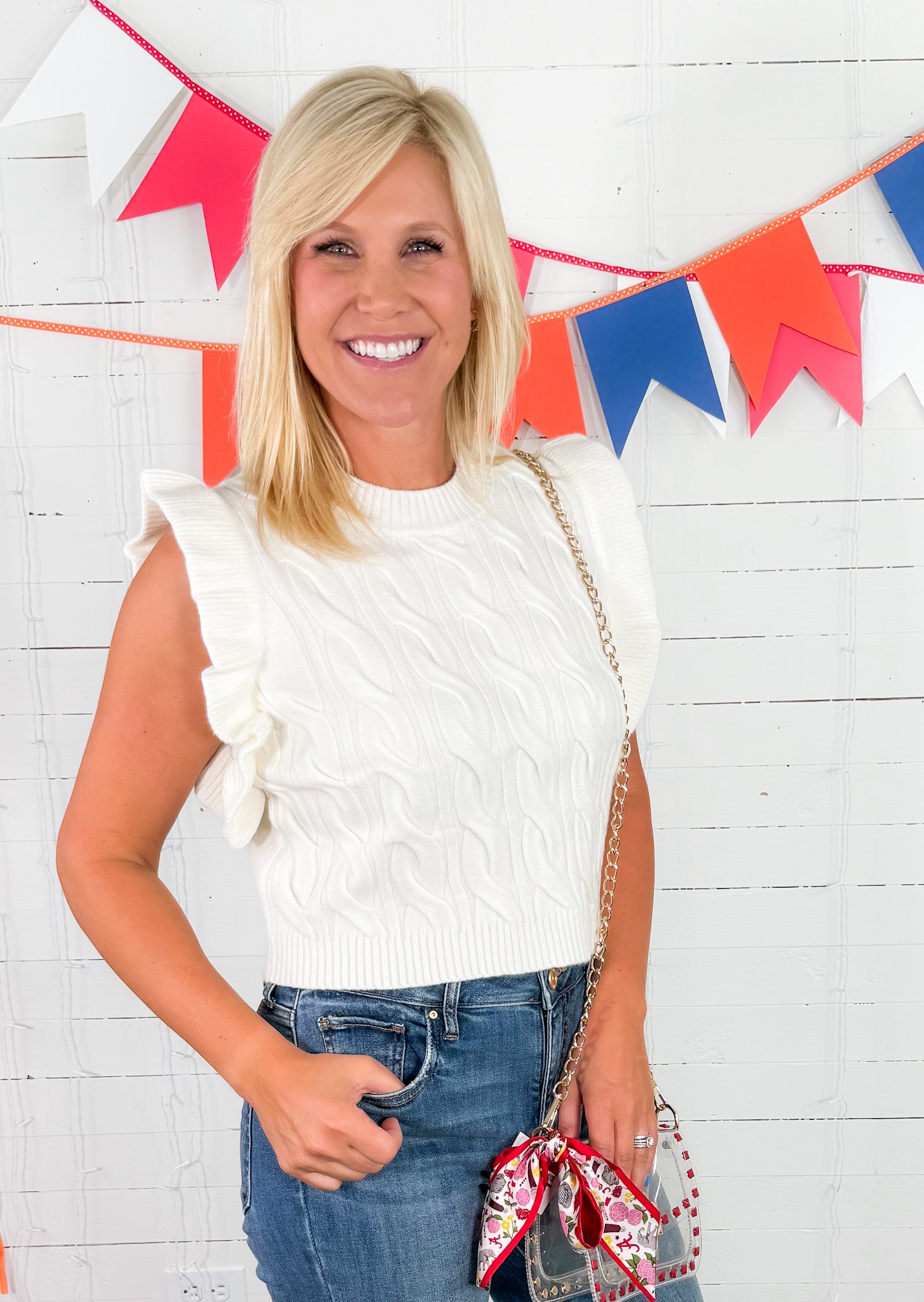 Miranda White Sweater Vest Sincerely Ours