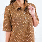 Miranda Brown Polka Dot Denim Mini Dress Sewn and Seen