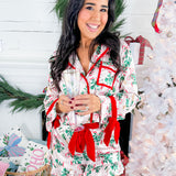 Mistletoast Satin Ruffle Short PJ 2 pc. Set 8 Oak Lane