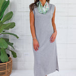 Mod Heather Grey Scuba Knit Midi Dress