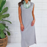 Mod Heather Grey Scuba Knit Midi Dress