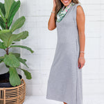 Mod Heather Grey Scuba Knit Midi Dress