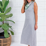 Mod Heather Grey Scuba Knit Midi Dress