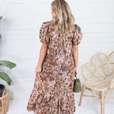 Mavalene Brown Floral Eyelet Maxi Dress