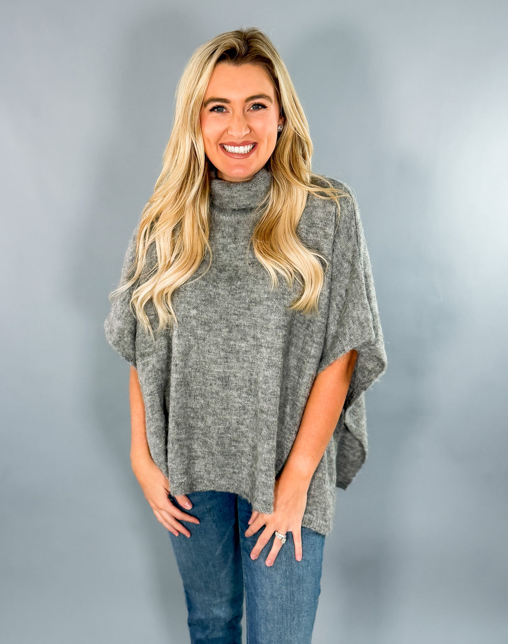 Molly Dark Gray Turtleneck Poncho Molly Bracken