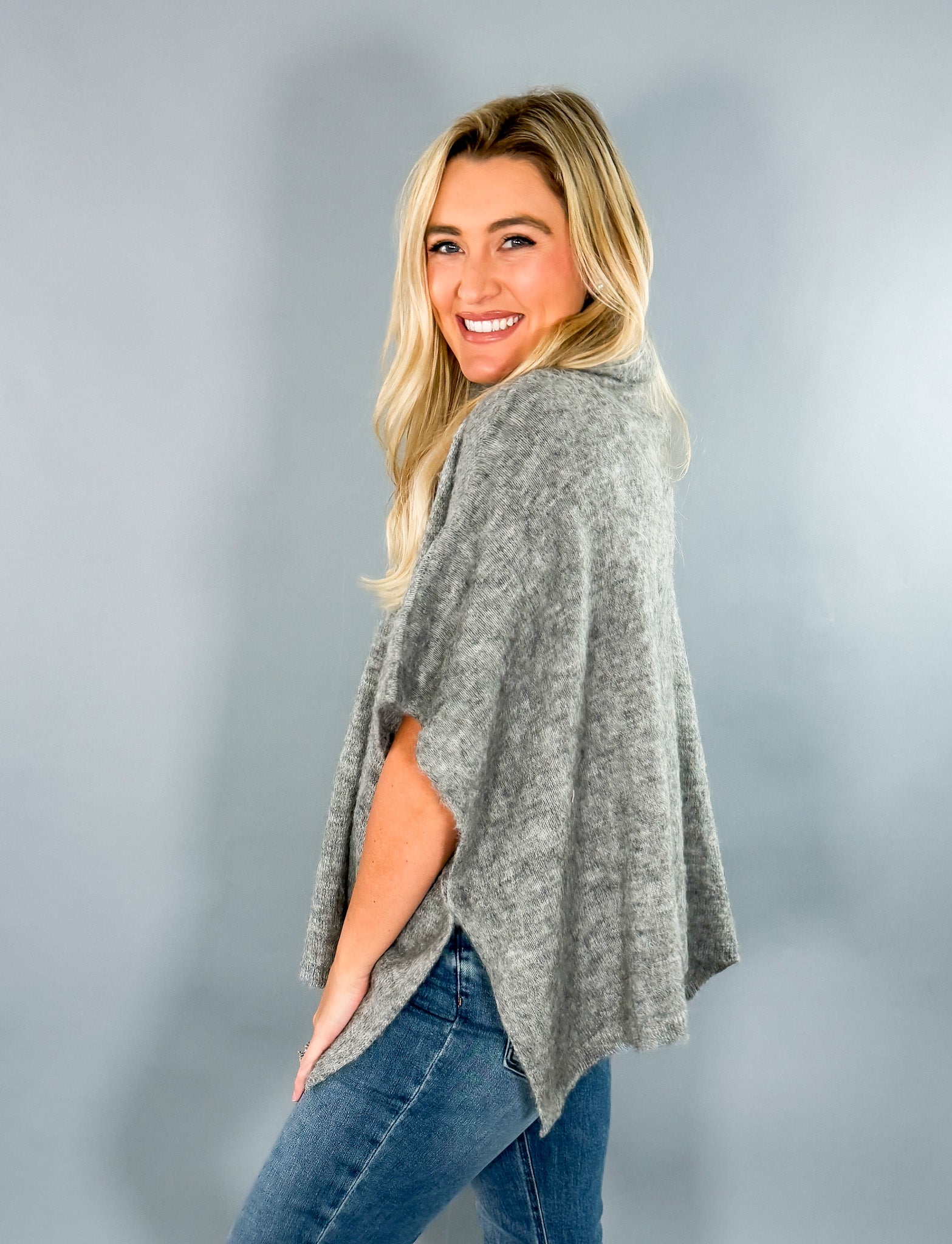 Molly Dark Gray Turtleneck Poncho Molly Bracken