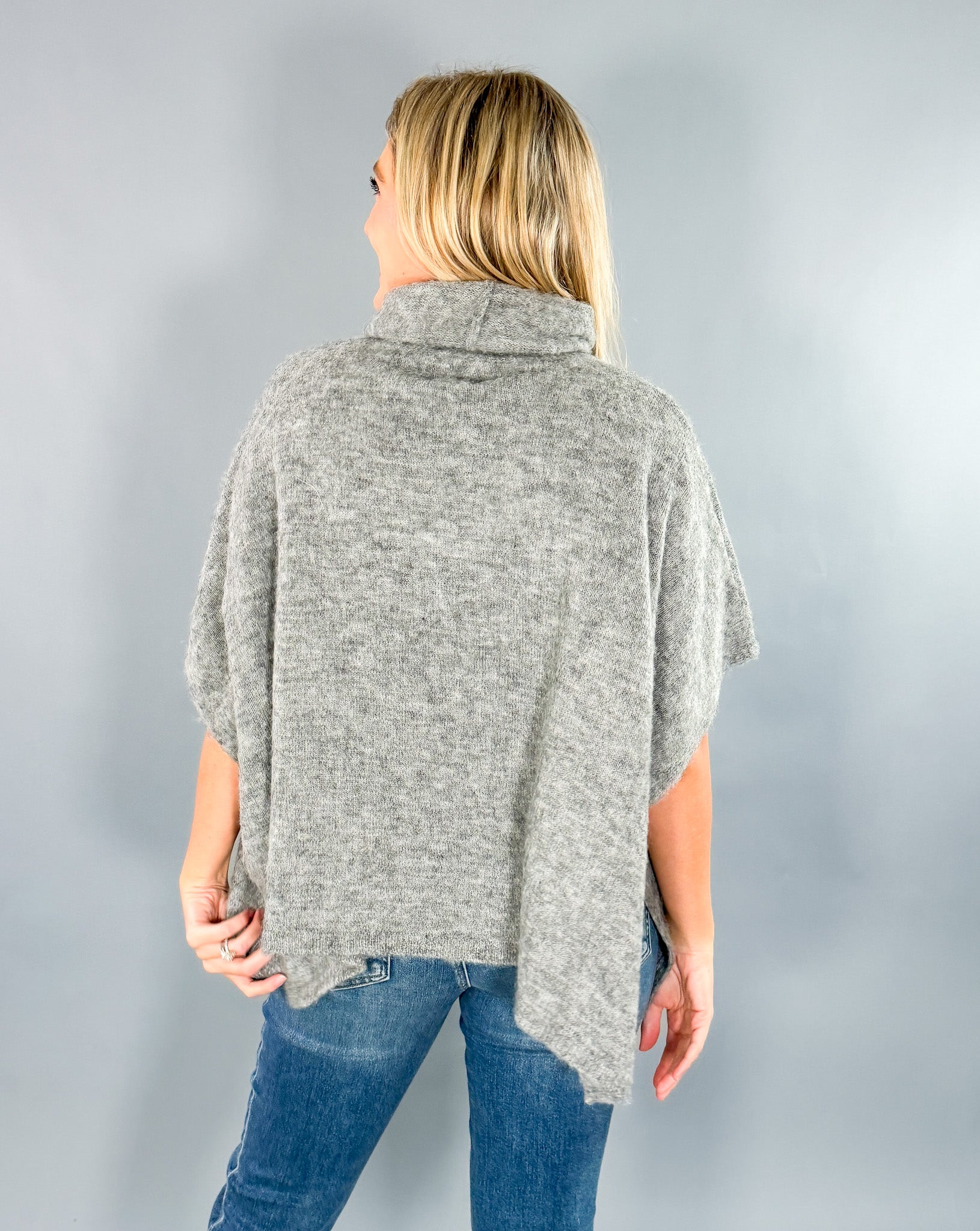 Molly Dark Gray Turtleneck Poncho Molly Bracken