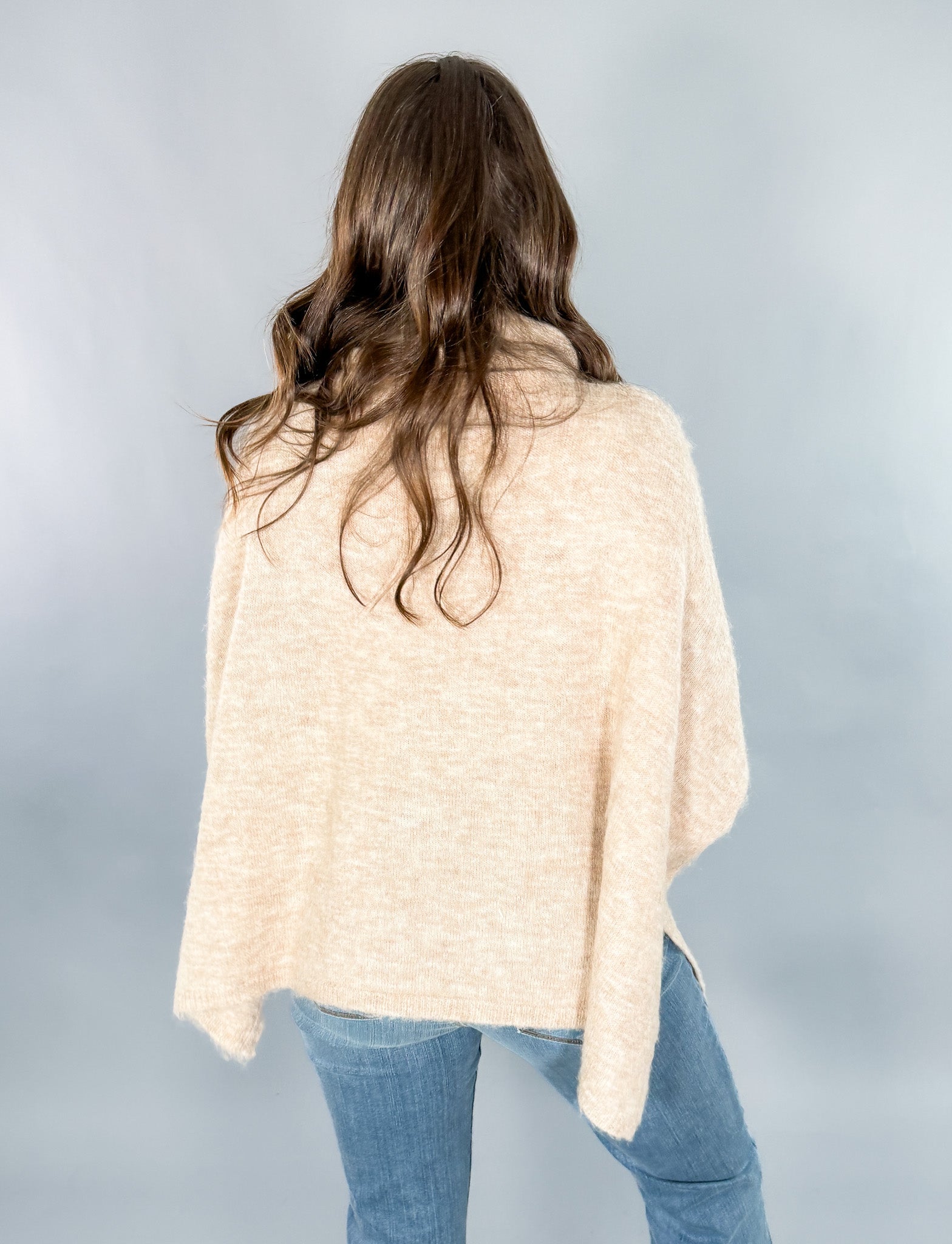 Molly Light Beige Turtleneck Poncho Molly Bracken