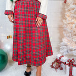 Molly Red Plaid Maxi Skirt Entro